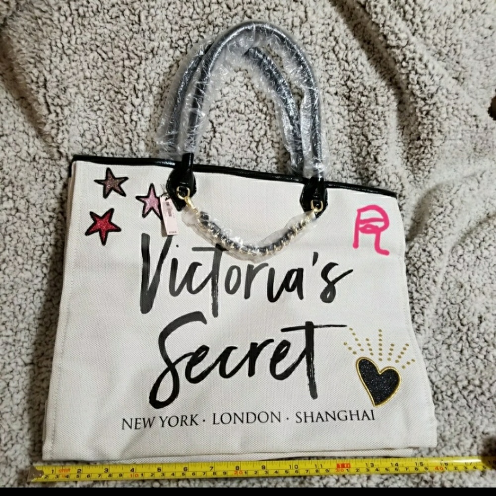 💖VICTORIA SECRET ANGEL CITY TOTE BAG PINK GOLD 💖